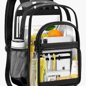 NO LABEL Large Clear & Black Backpack for school/travel/work/concerts/events/etc